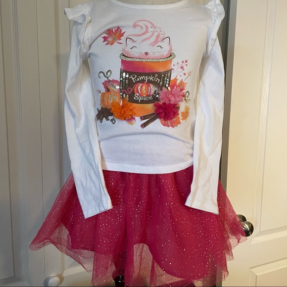 Two piece pumpkin spice top and skirt set. - Picture 1 of 5